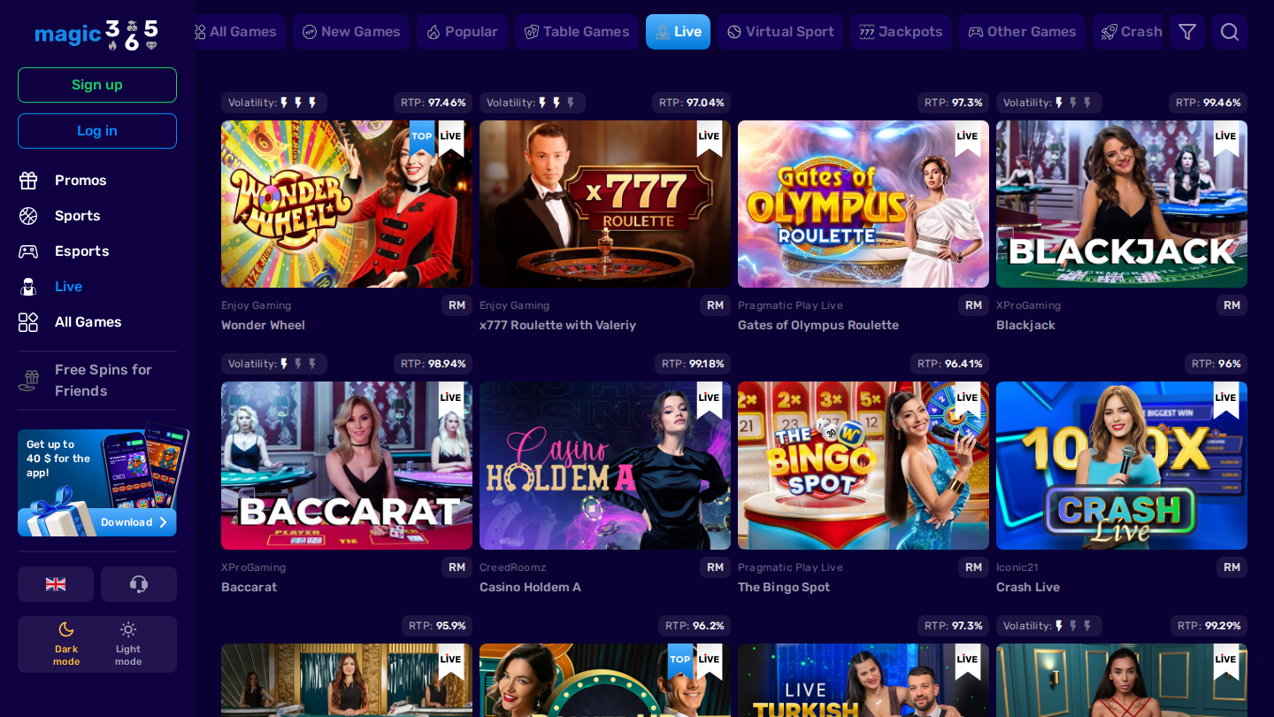 Live Dealer and Table Games